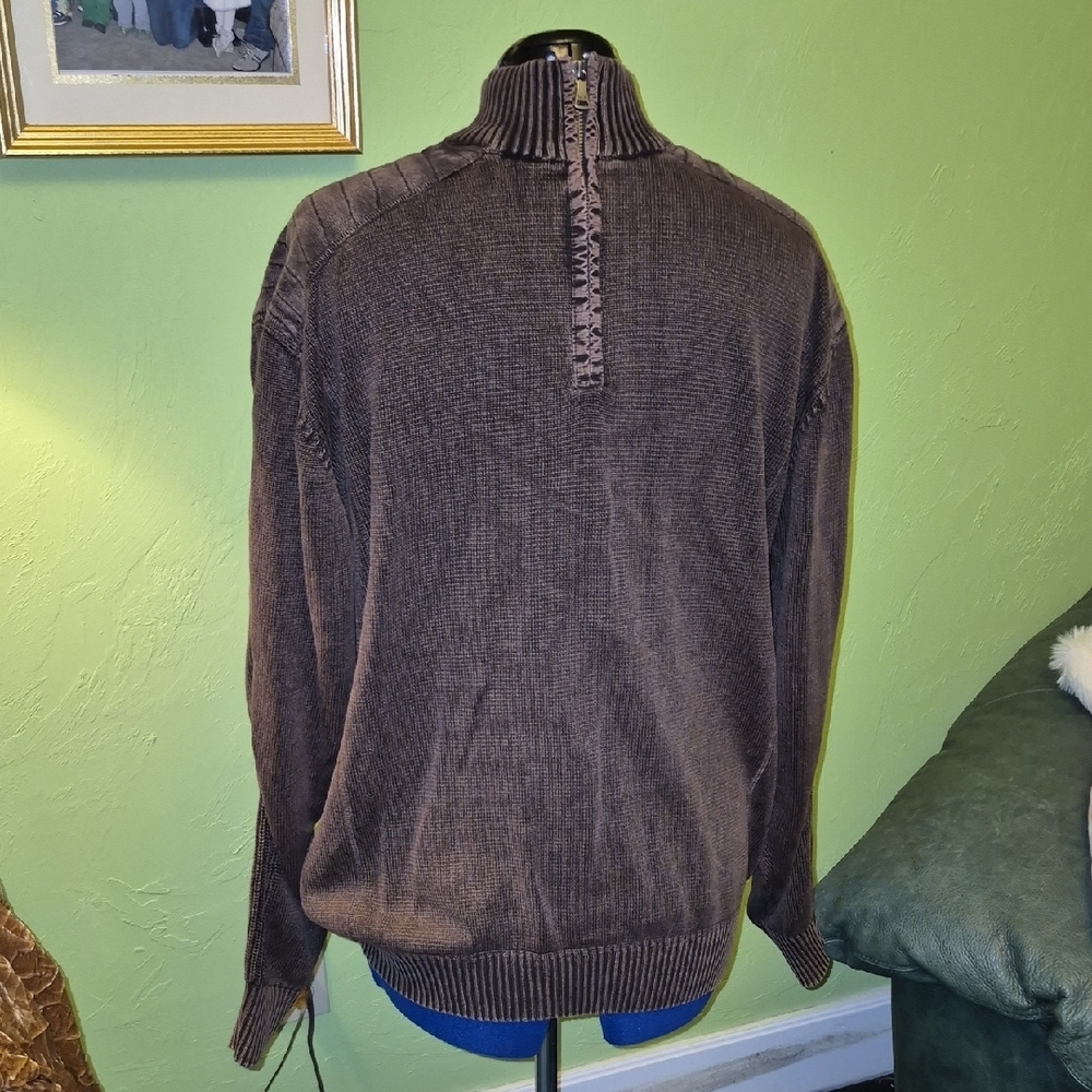 BKE Men's Dark Brown Mock Turtleneck 1/4 zip.XXL. Zip-Up Sweater.#1818)